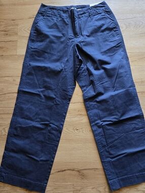 A New Day Women's Dark Blue Chinos Sz 4 High Rise Straight Wide Leg